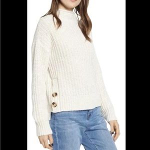 Madewell Mockneck Side-Button Pullover Sweater Medium